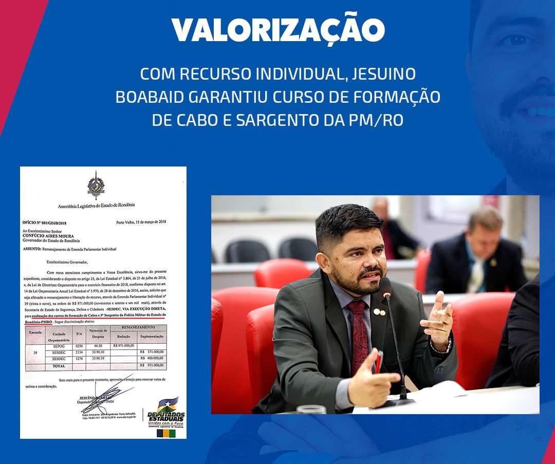 VALORIZAÇÃO – Com recurso individual, Jesuino Boabaid garantiu curso de formação de Cabo e Sargento da PM/RO