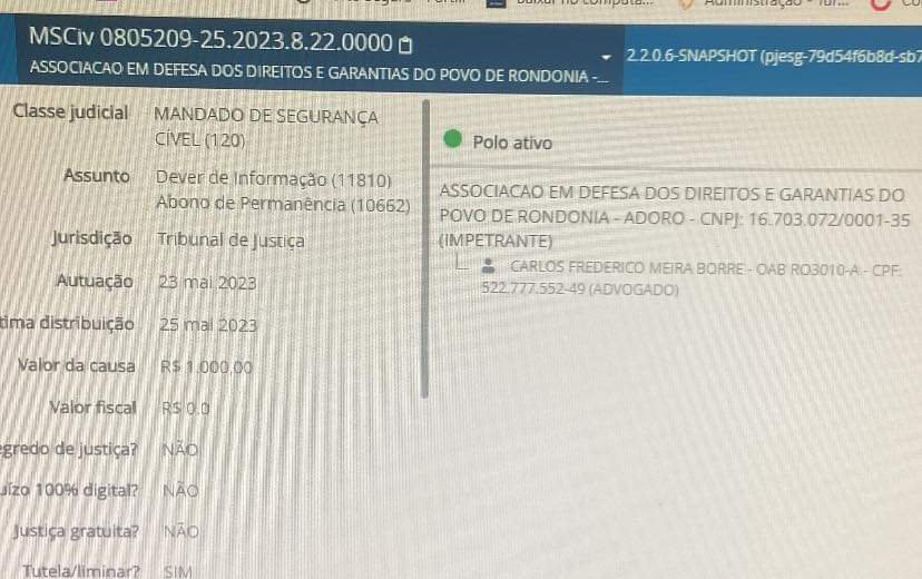 MANDADO DE SEGURANÇA –ALE/RO abre dados de gastos dos deputados após ingresso de ação