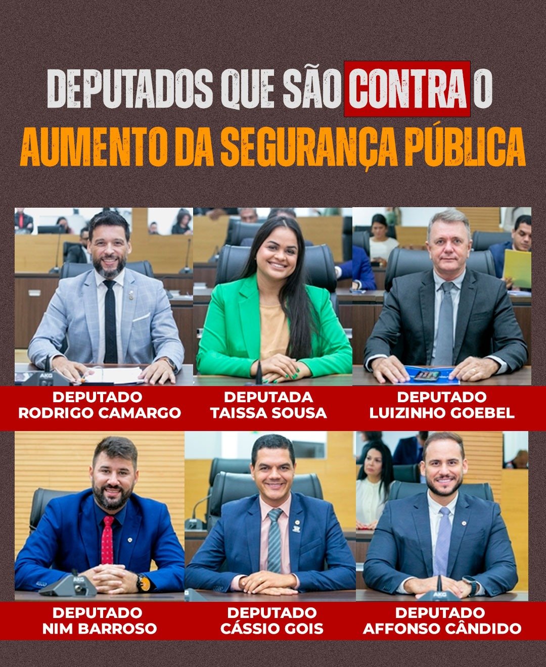 Seis deputados estaduais estão contra os servidores da Segurança Pública de Rondônia